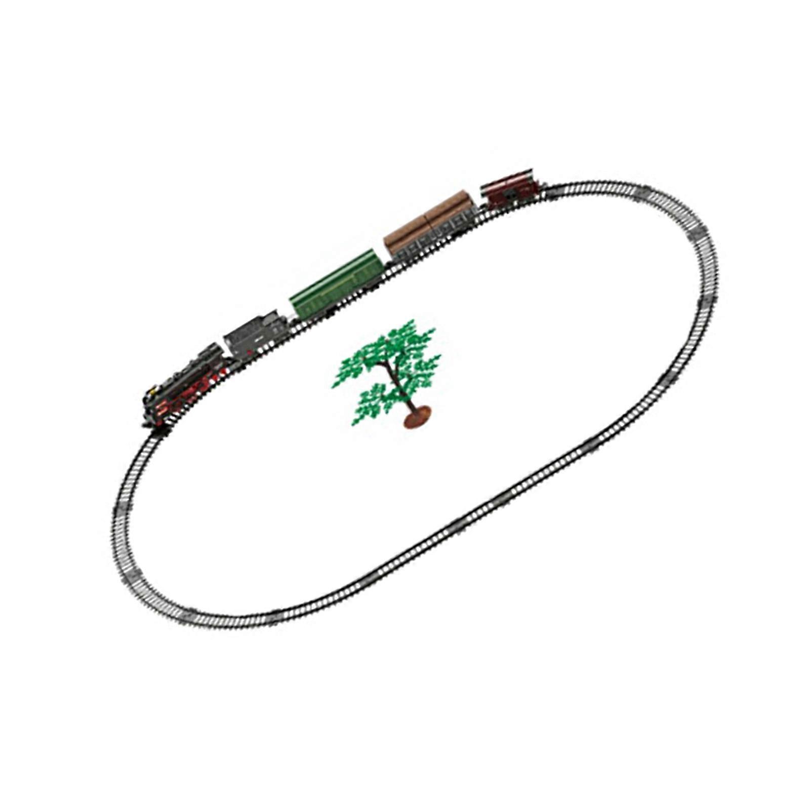 Retro Steams Train Track Toy Set Electric Simulation Track Train with Lights Electric Toy Train with Locomotive Engine Multicolor