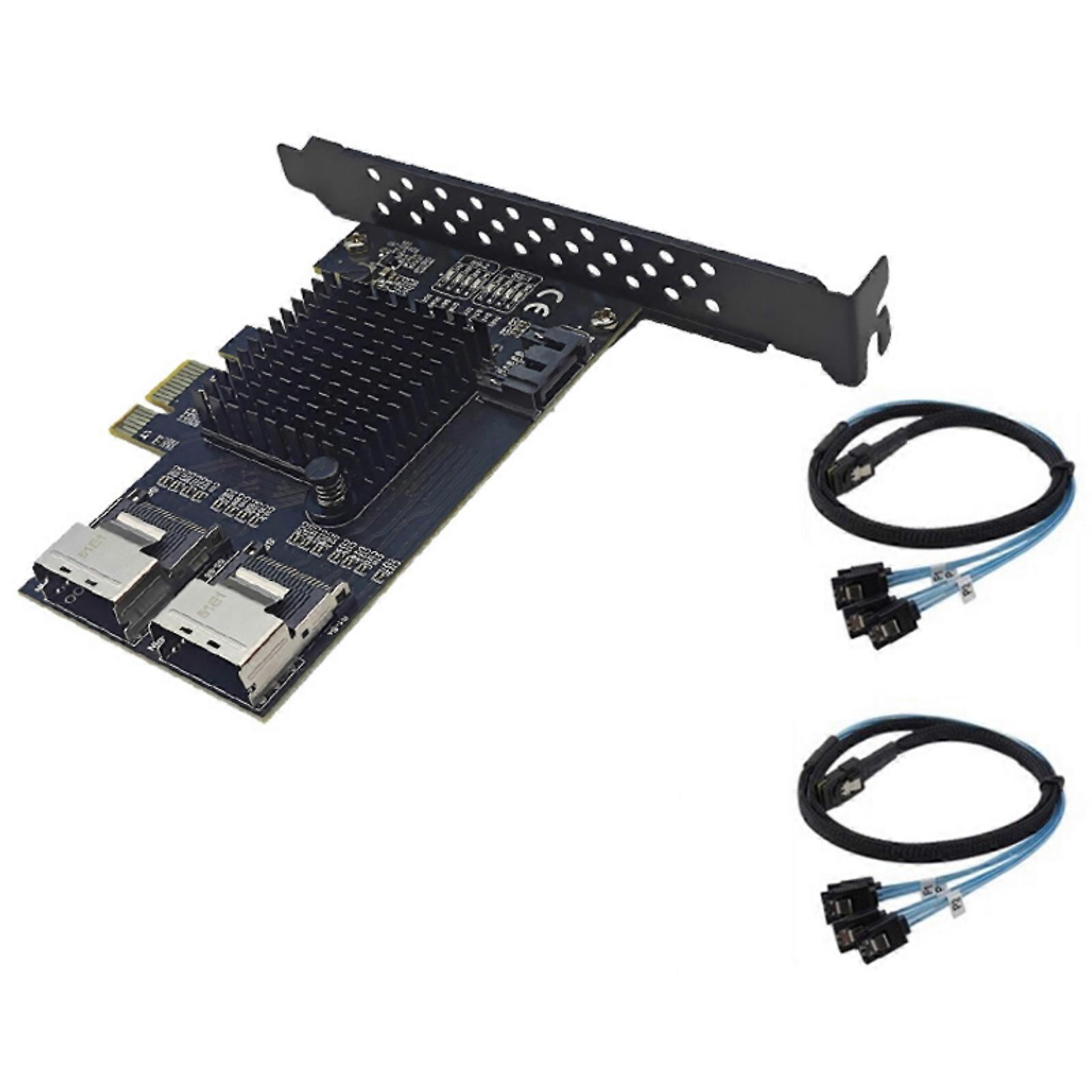 PCIe X1 to SFF8087 9 Port SATA3.0 Adapter Expansion Card PCIe to SFF-8087 SATA3.0 RTL9101 Chip 6Gbps For Computer Multicolor