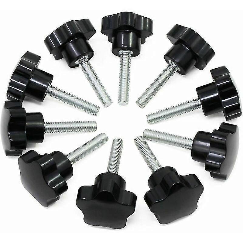 10pcs M8x40 Thread Clamp Black Plastic Star Shaped Button Screw On
