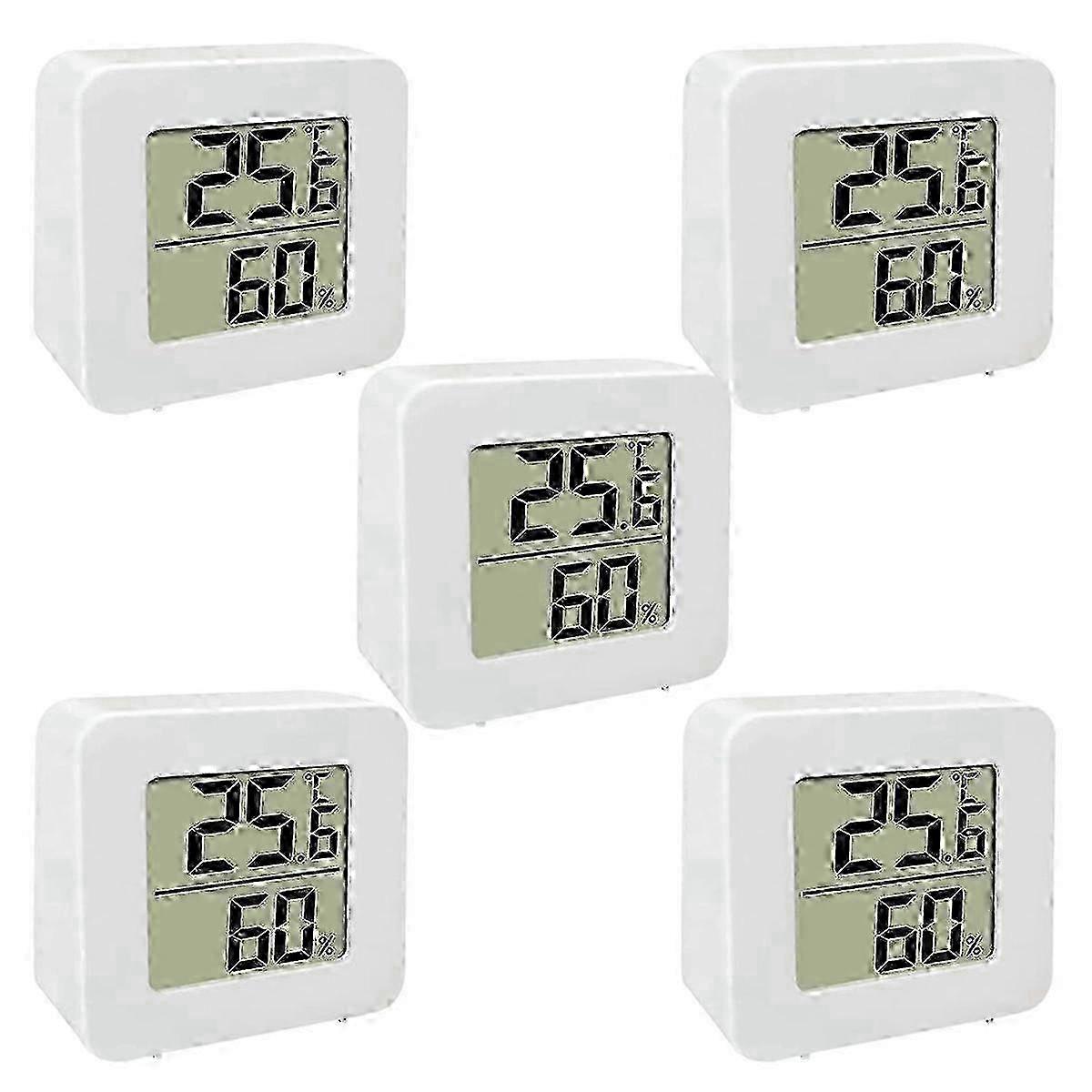5 Pack Mini Digital LCD Display Temperature Humidity Meter Sensor Wall Mounted Indoor Room Weather G