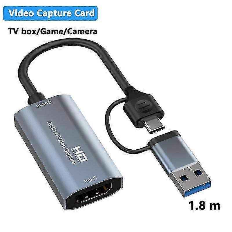 4K -Compatible to Type-C+USB Video Capture Card 1080P