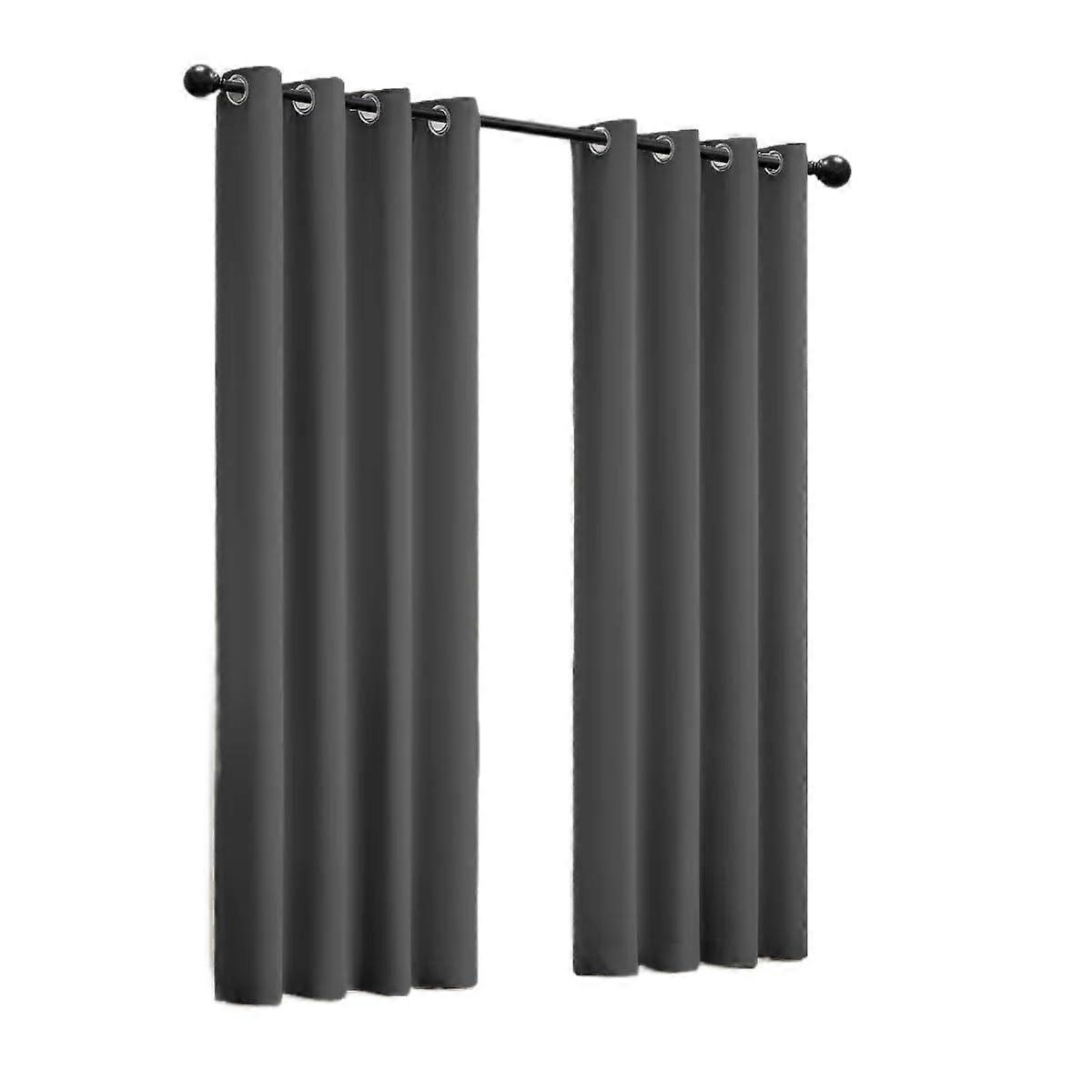 Thermal Insulated Blackout Curtains Grey Grommet  Light Blocking 90% Noise Reducing for Bedroom