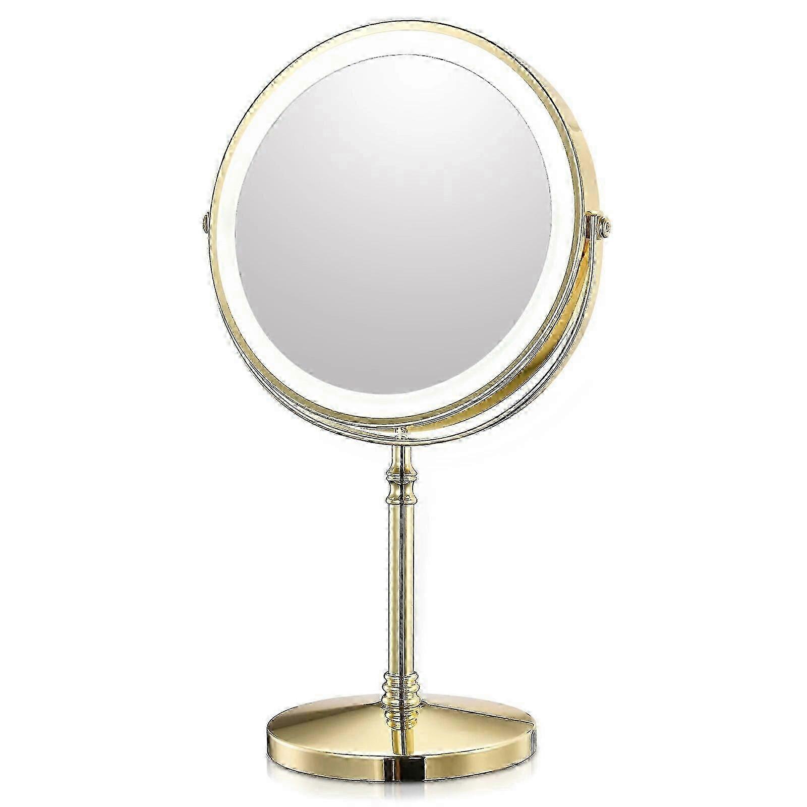 USB 라이트 및 메이크업을 위한 10배 확대 기능이 있는 8인치 골드 화장대 거울