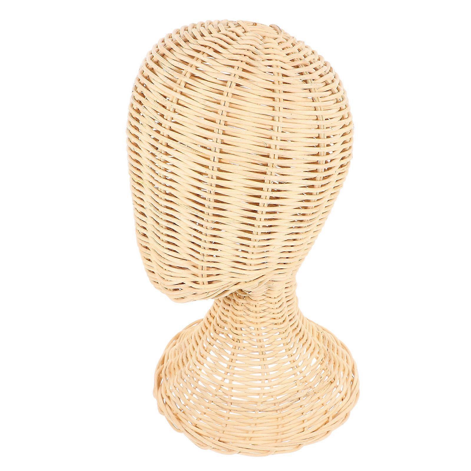 Rattan Wicker Hat Display Stand for Hold with Beige Material