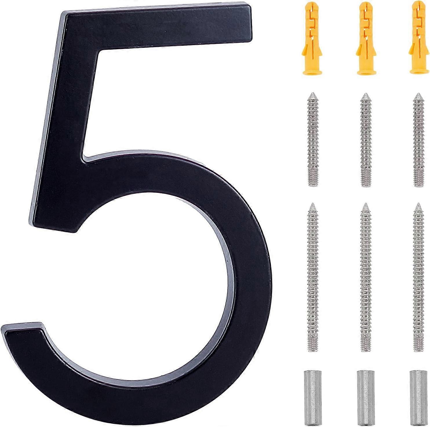 6 Inch Floating House Number 5 Zinc Alloy House Address Numbers Metal Modern House Numbers with Iron Screws for Home Address and Office Numbers