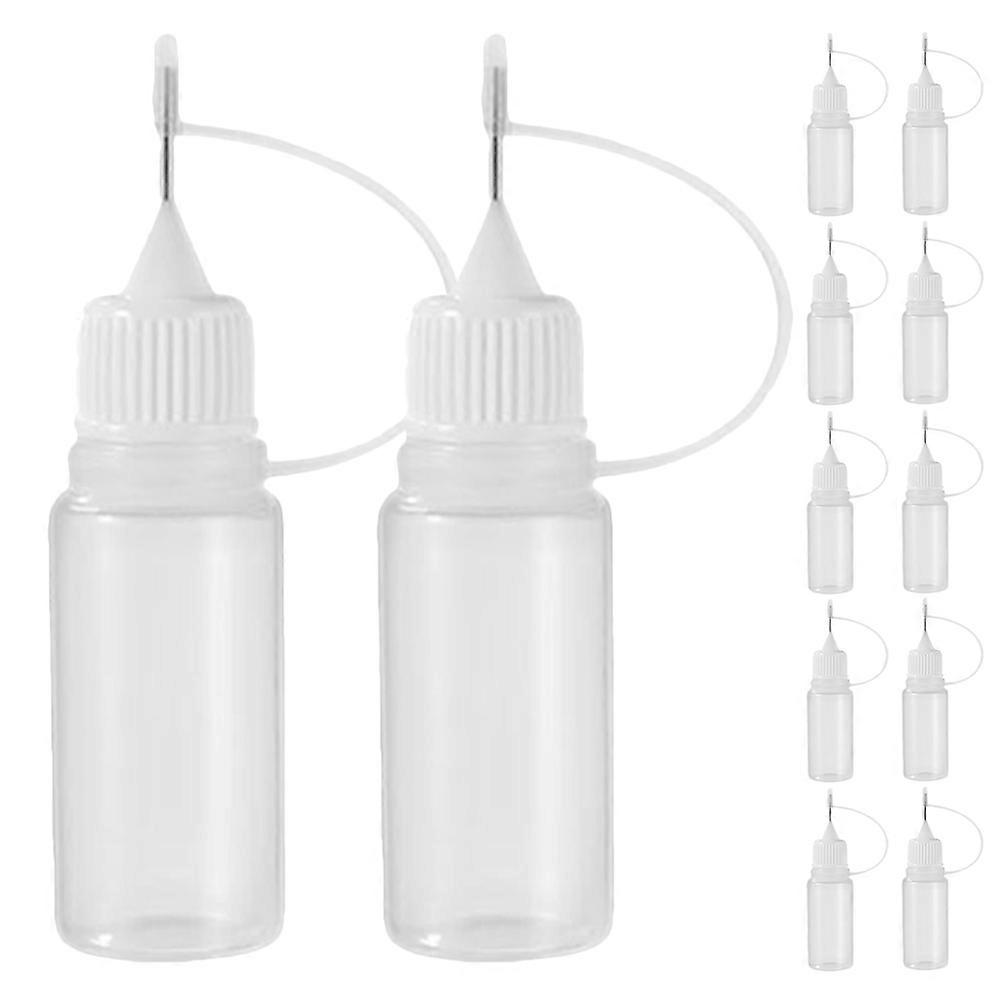 Transparent Needle Tip Glue Applicator Bottle for Storage 12Pcs Small Plastic Bottles