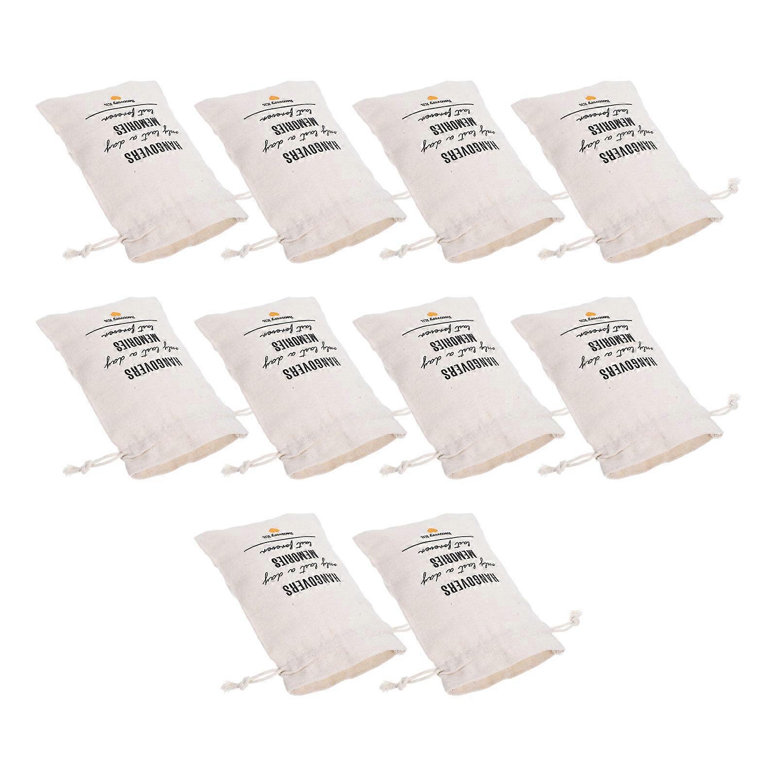 White Bag for Storage Cloth Drawstring Pouch 10Pcs Set