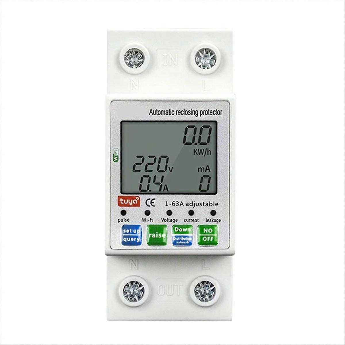 Tuya 63A 2p WIFI Energy Meter, Smart Power Circuit Relay Switch KWh