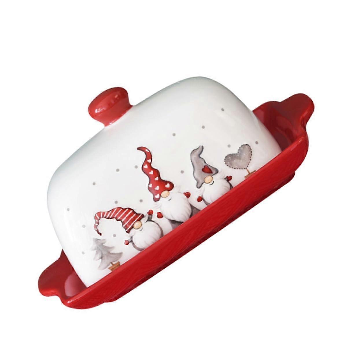 Ceramic Butter Dish with Lid Keeps Butter Fresh MultiPurpose Tray for Cheese Snacks and Holiday Decor