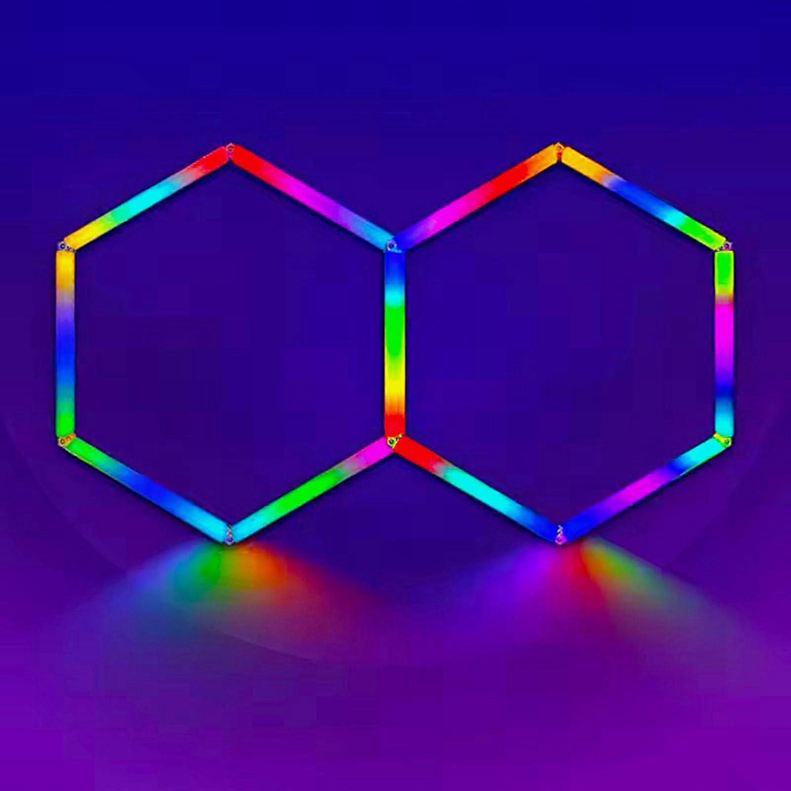 RGB Hexagon LED Lights with Dimmable Honeycomb Design for Garage and Auto Detailing