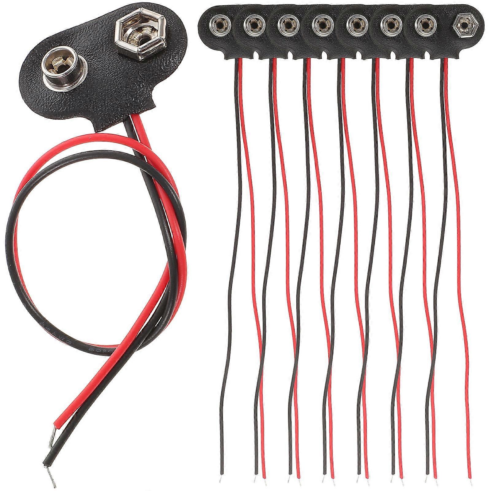 50pcs T Type 9v Battery Connector Clip Pu Cable Housing Connection