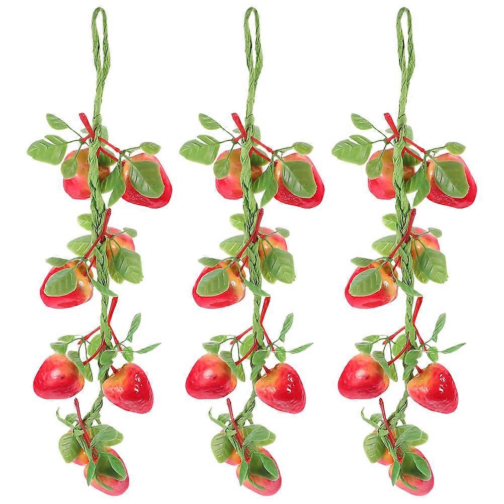 Simulation Strawberry Garland Artificial Fruit Decoration for Home 3Pcs