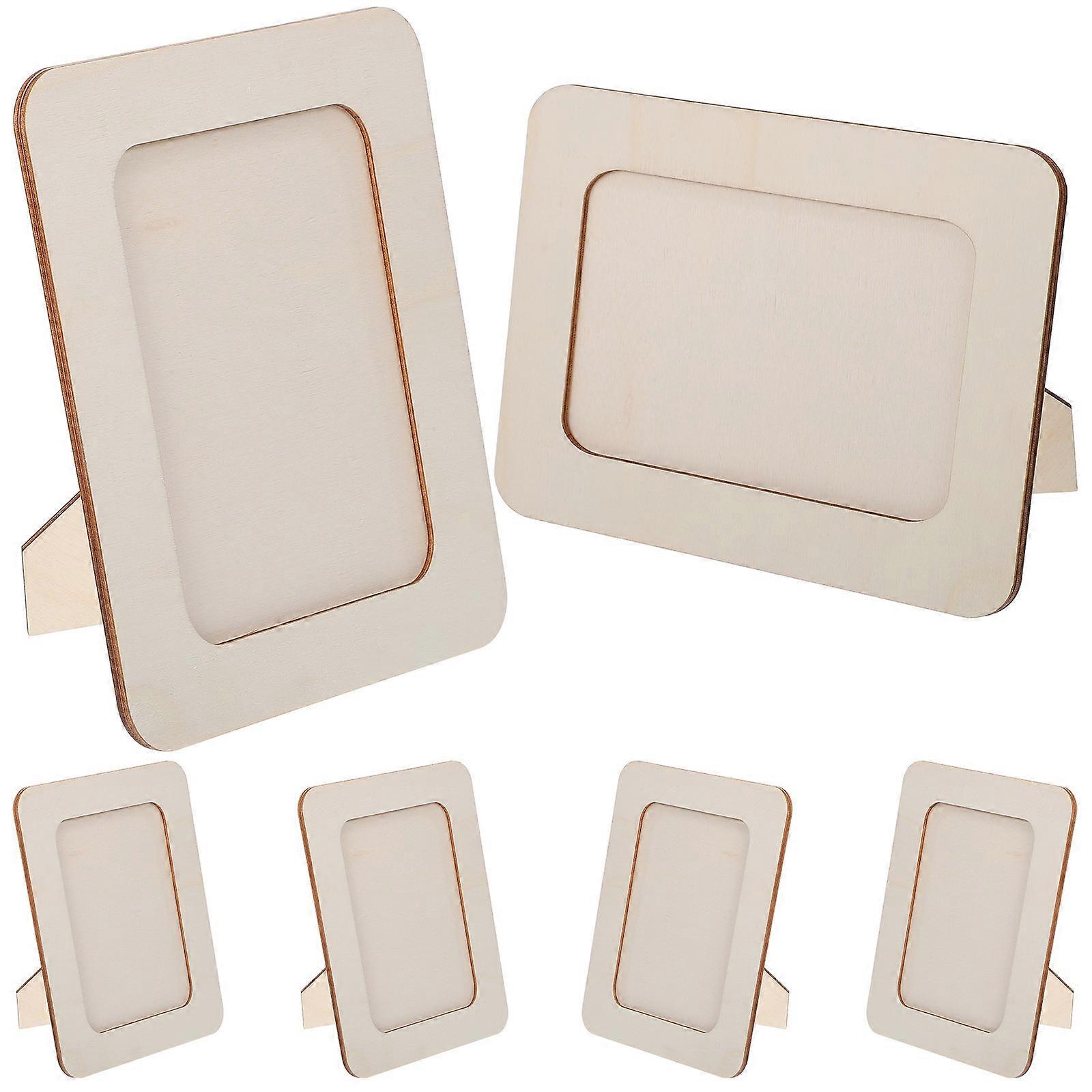 Rectangle Wood Frame for DIY Crafts 6Pcs Wooden Photo Frames