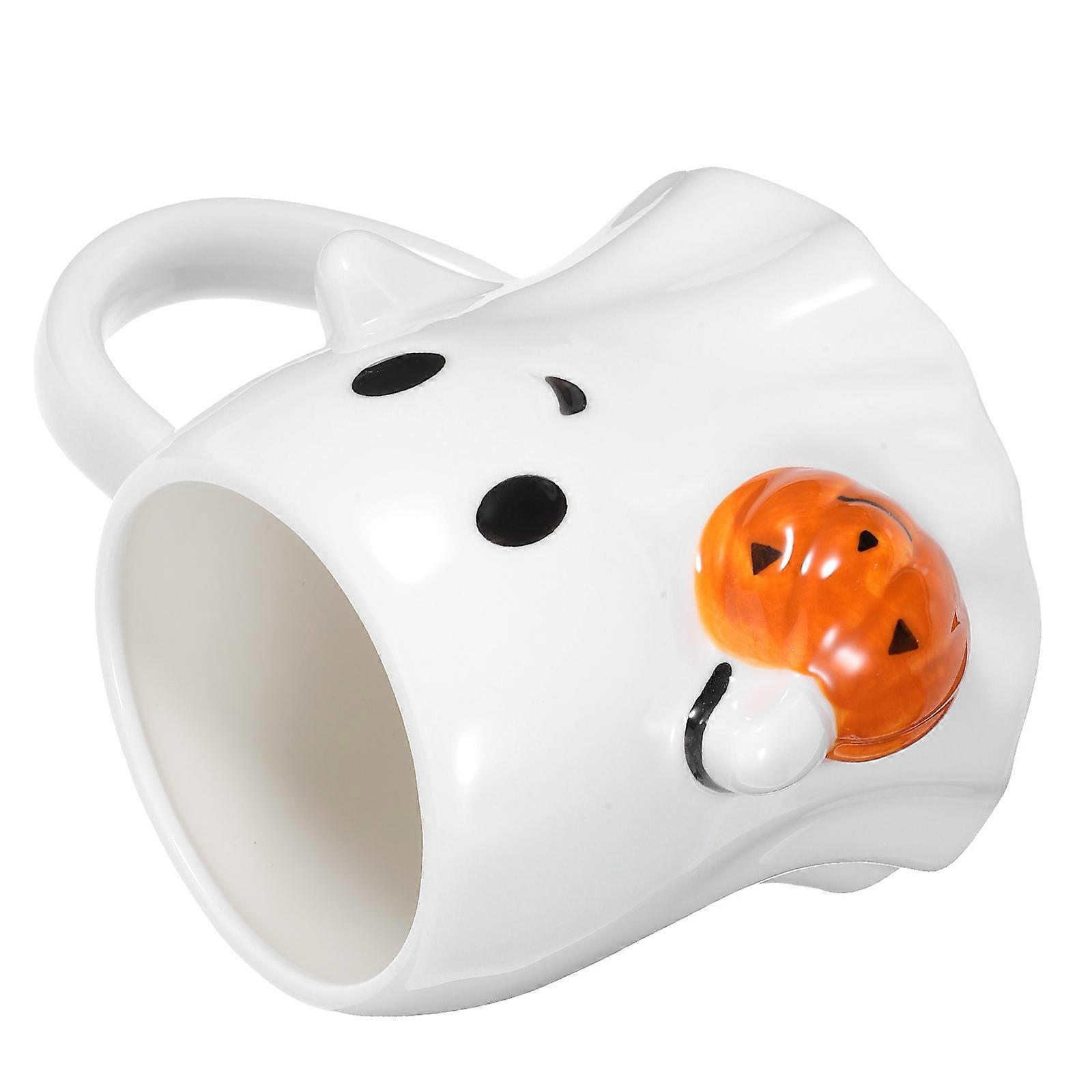 Ceramic Pumpkin Ghost Coffee Cup for Tea Use White Mug