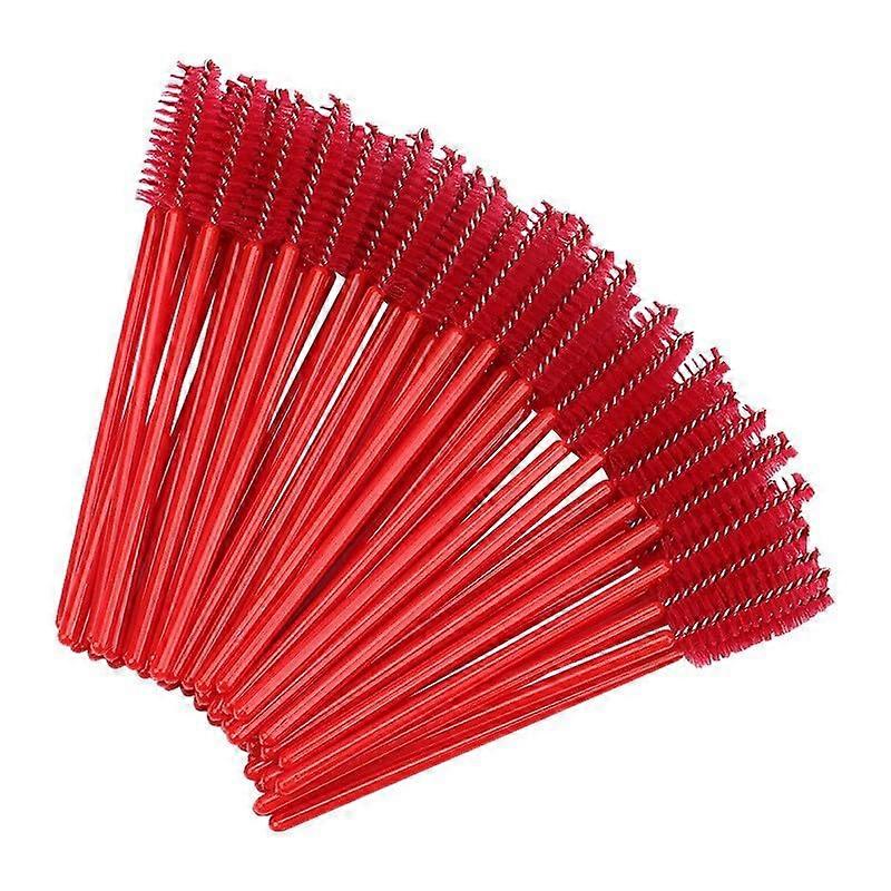 100 Pcs Disposable Mascara Wands with Flexible Brush Head for Eyelash Extensions and Eyebrows Red