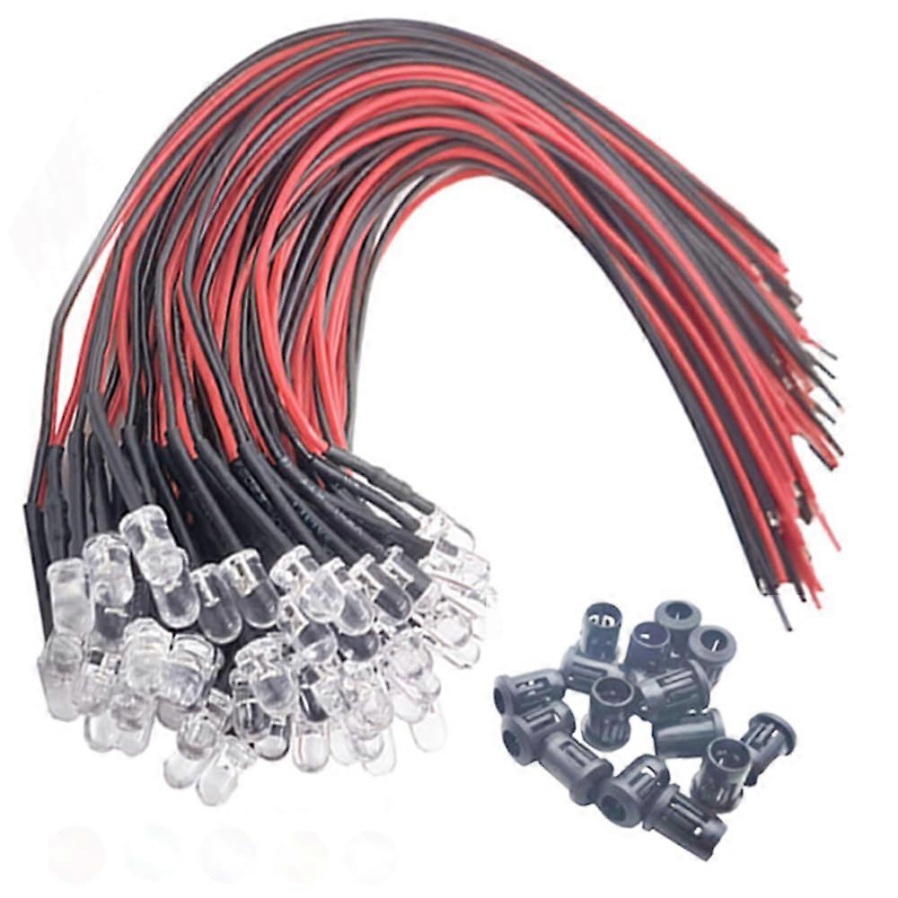 50pcs Prewired LED Lights 12V 5mm Bulbs 5 Color Set for DIY Models and Crafts