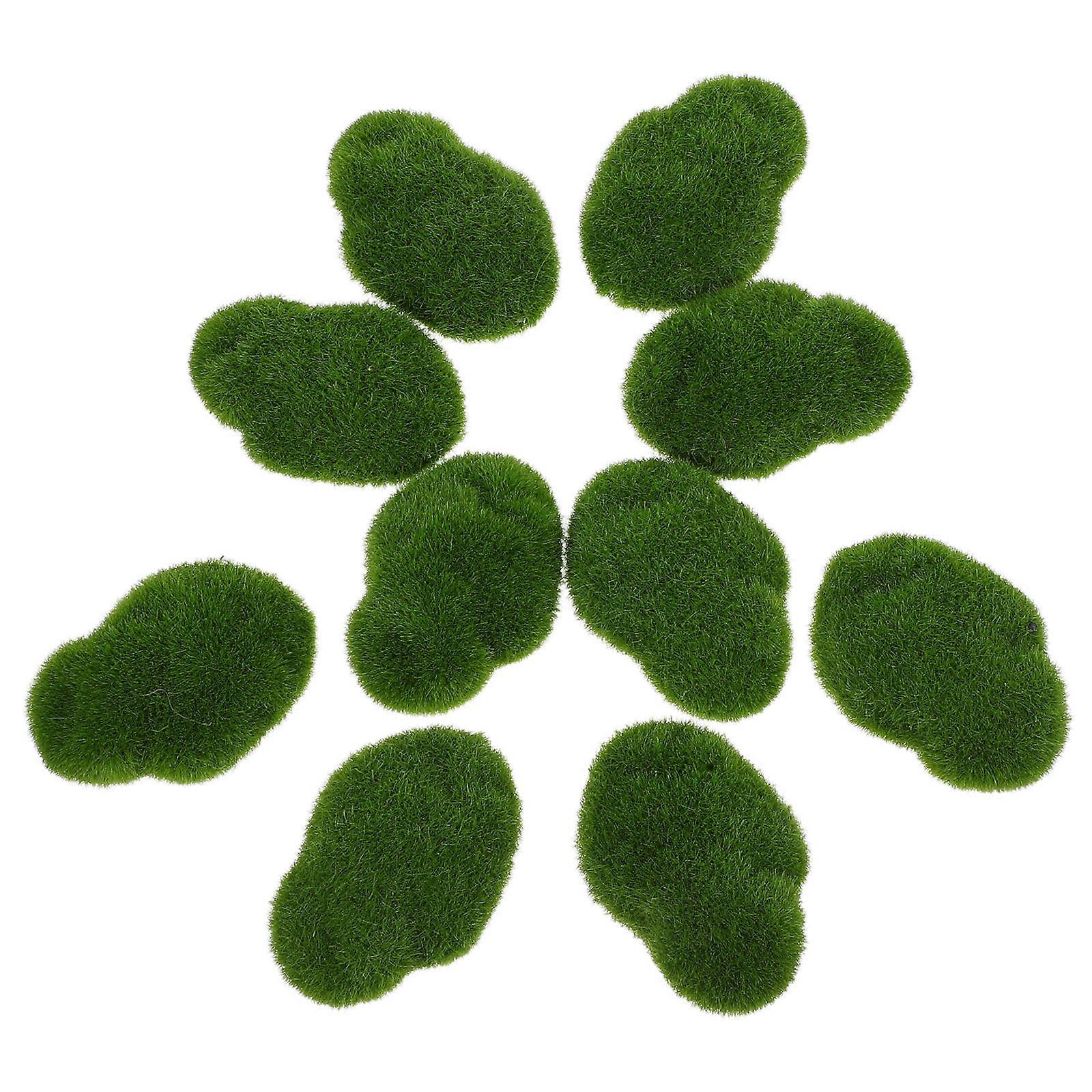 Decorative Artificial Moss Rocks for Crafts 10Pcs Green Simulation Stones