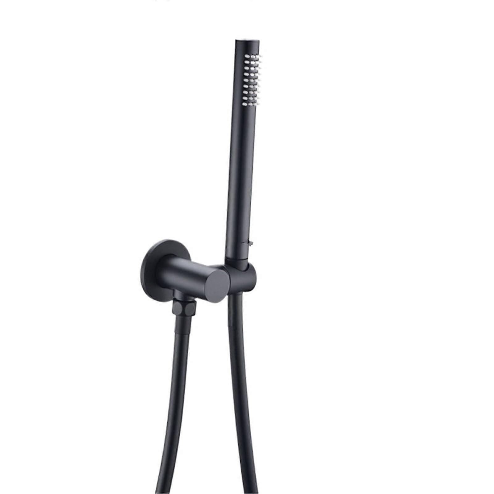 Matte Black Round Handheld Shower Head with Hose Adjustable Spray Angle Wall Mounted