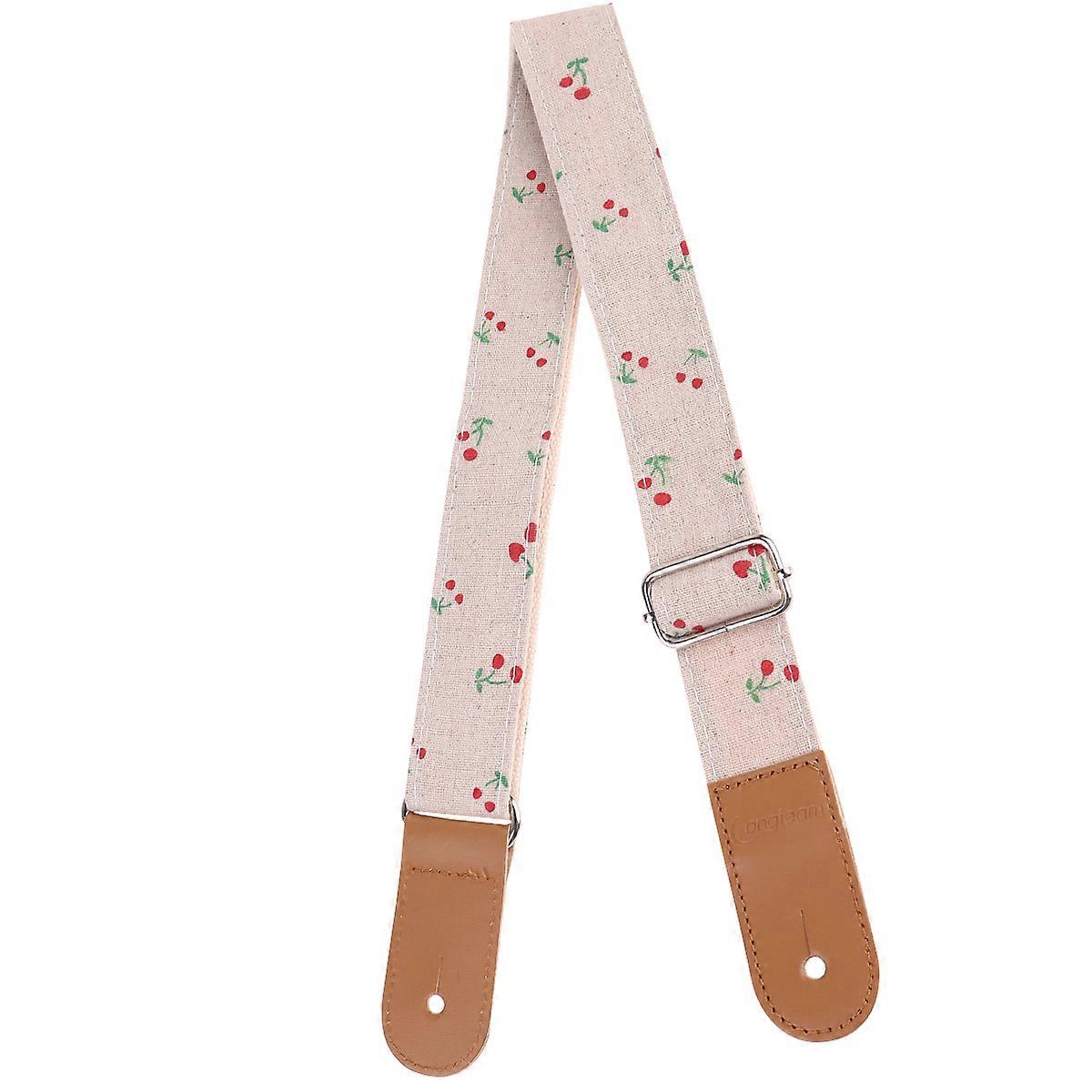 Cotton Guitar Strap Cherry Pattern Ends Ukulele Strap 1Pcs Assorted Color