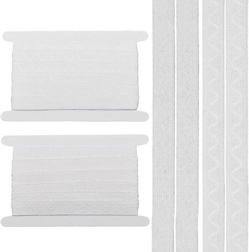 2 Styles Silicone Non-Slip Elastic Band 20mm Wide White Rubber Stretch Ribbon Include 5 Yards Double Wave and 5m Single Wavy Silicone Strip Polyester 