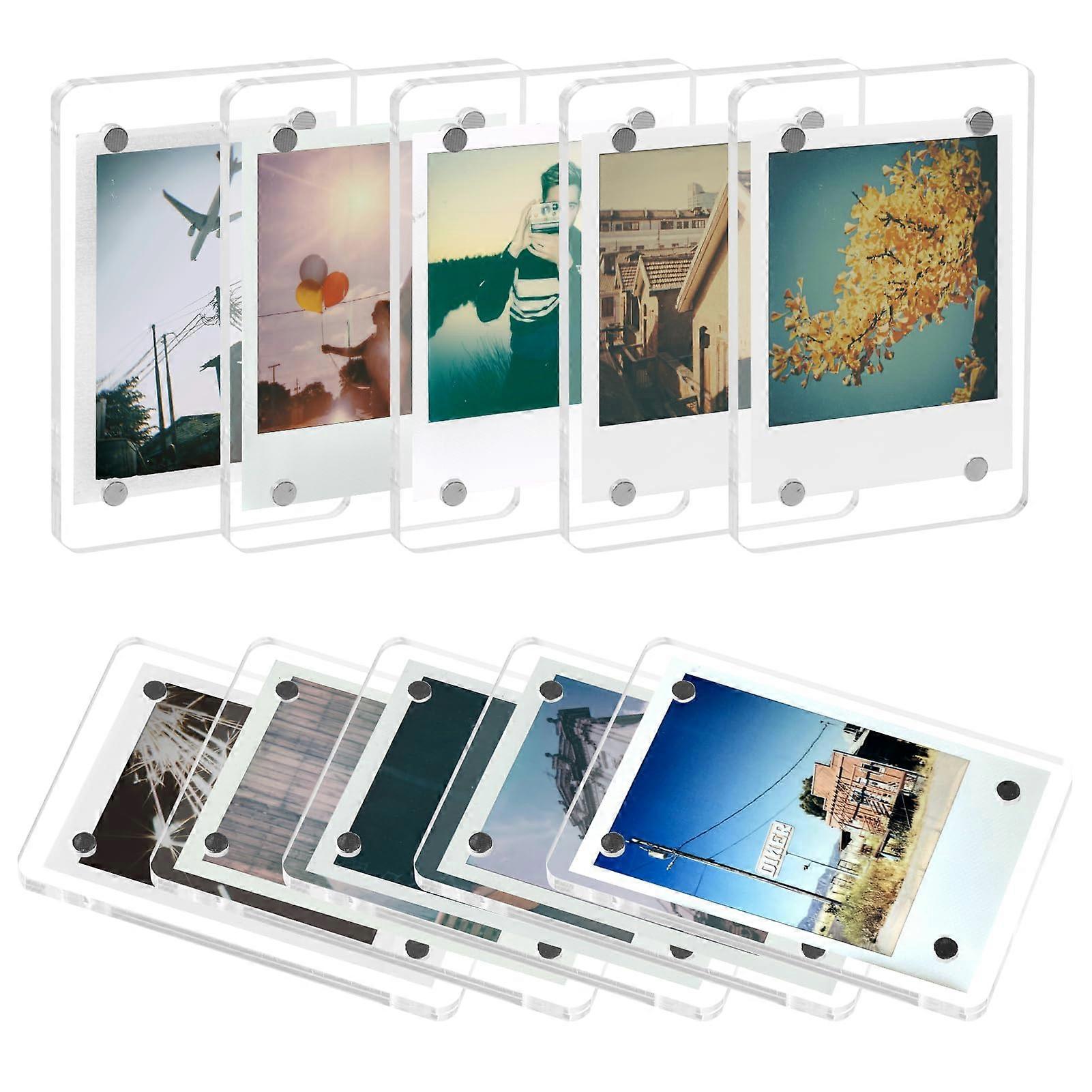 10 Pack Magnetic Acrylic Photo Frames for Fridge, Double Sided Display for Instax Mini