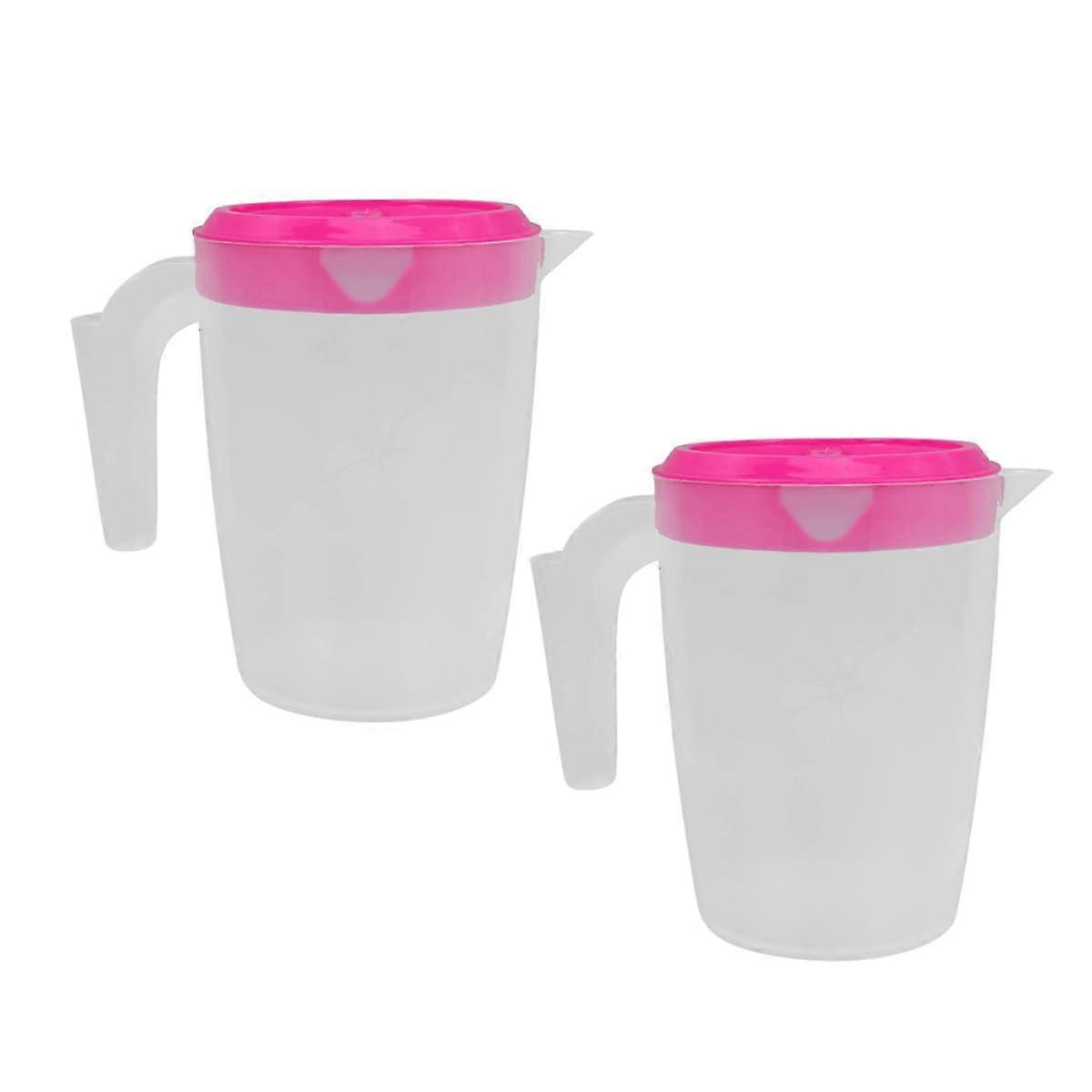 2pcs Water Pitcher Set with Lid and Spout, Fits Fridge, Plastic Juice and Iced Tea Dispenser