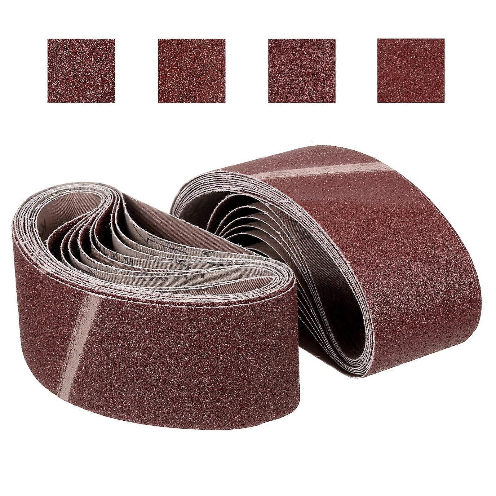 4x21 Inch Sanding Belts Set 24pcs Multiple Grit for Belt Sander Knife Sharpening Metal Wood