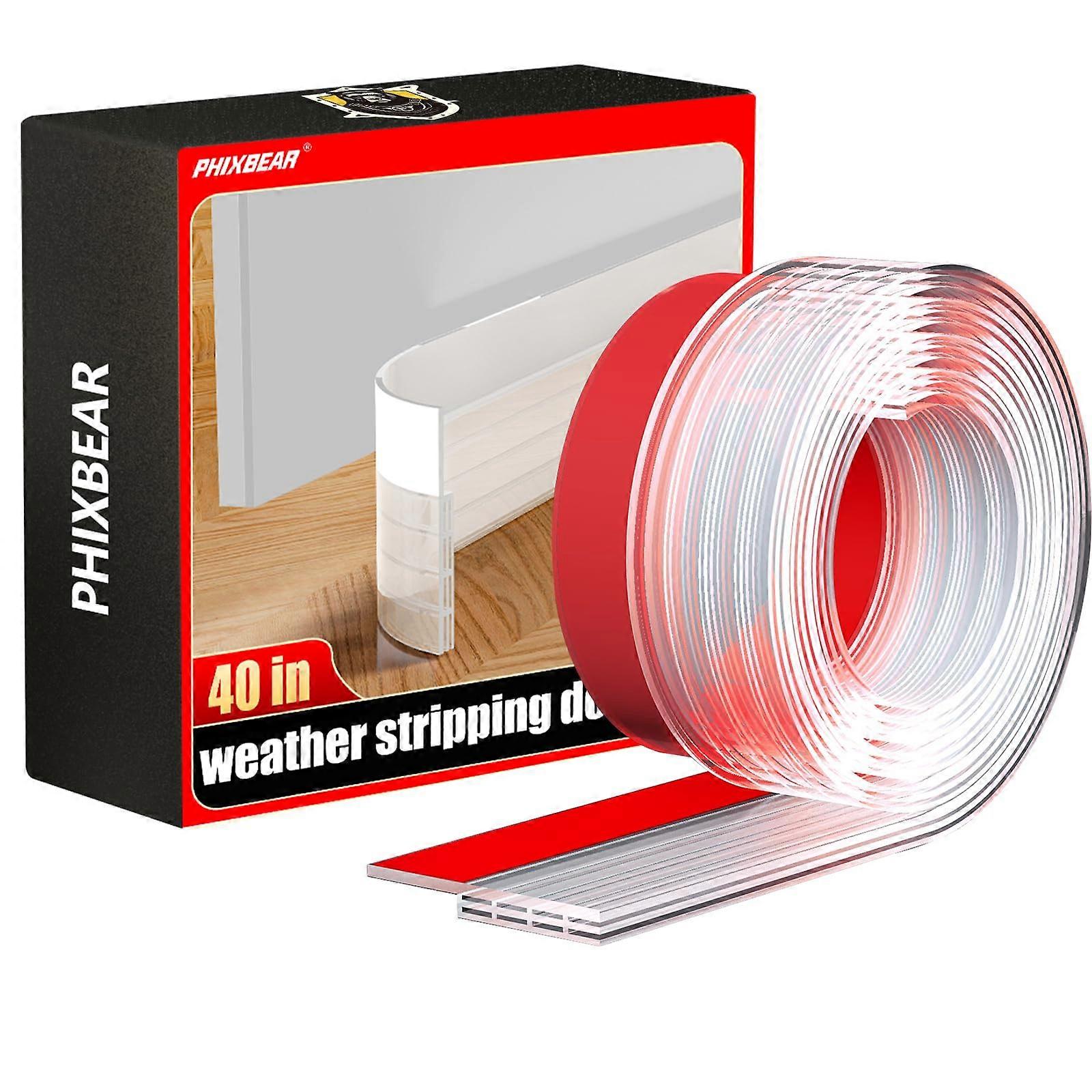 Silicone Door Draft Stopper Seal Strip, Weatherproof Noise Reduction Energy Saving, 2'x39'