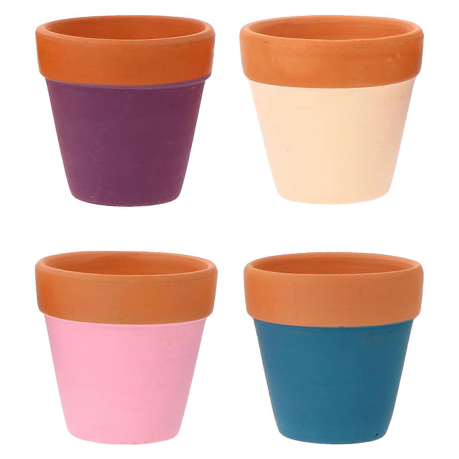 Chic Mini Succulent Ceramic Pots For Home Decor With Assorted Color And Square Shape In 4Pack
