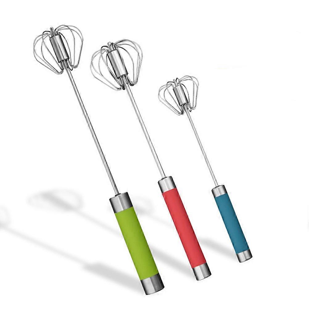 Stainless Steel Eggbeater Semi-Automatic Eggbeater for Kitchen 3Pcs