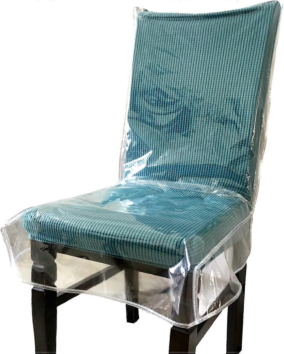 Clear Waterproof Dining Chair Covers with Backrests, HeavyDuty Plastic Protector (4 Pack)