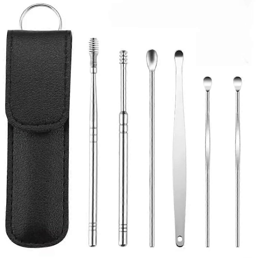 Ear Wax Removal Kit with Precision Rounded Tips, 6pcs MultiSize Metal Ear Cleaning Tools Set