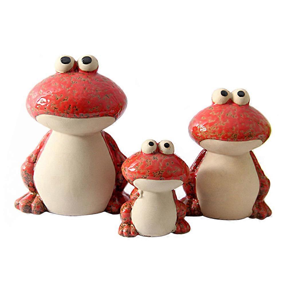 Miniature Ceramic Frog Sculpture for Home Decoration 1Set Set