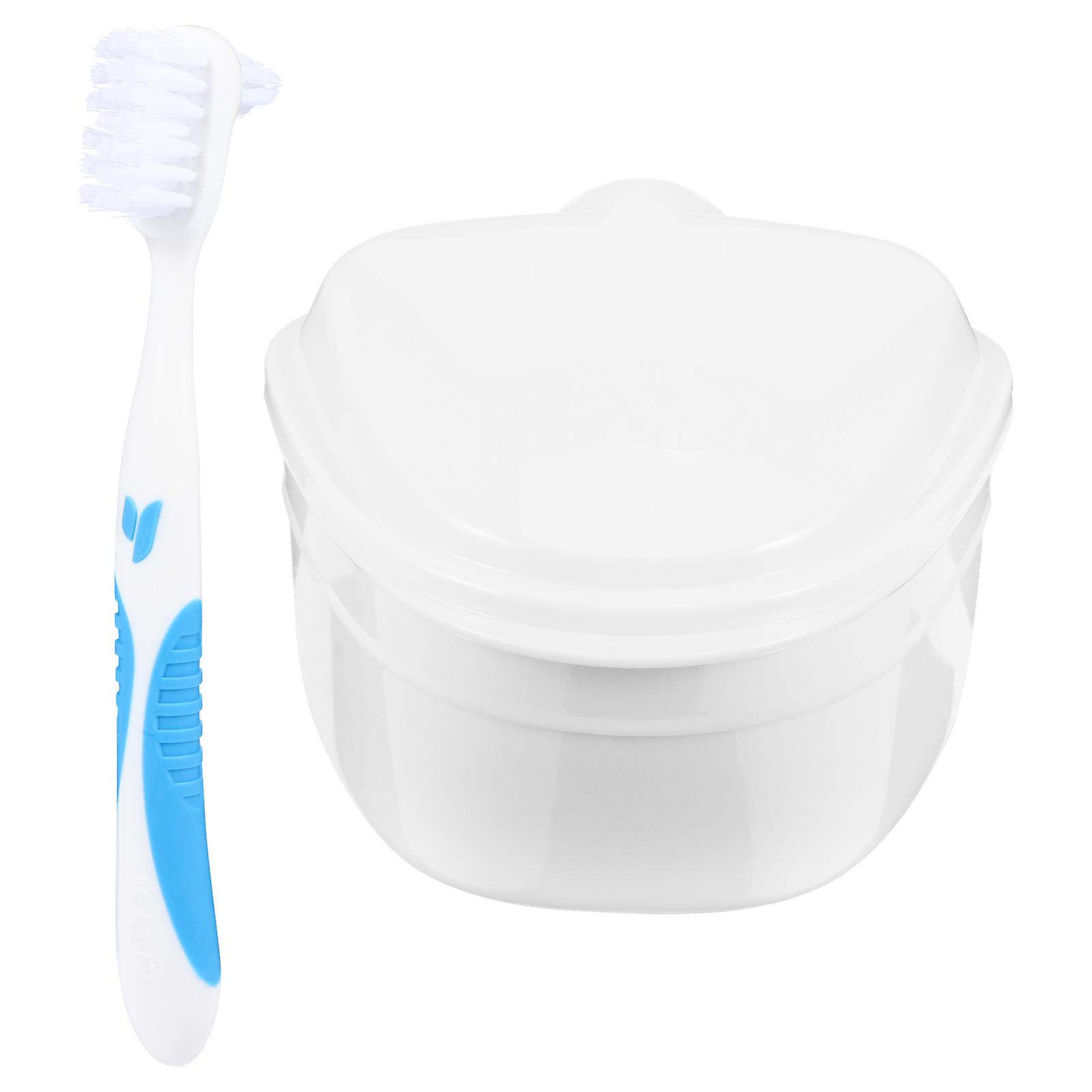 Denture Cleaning Case for Storage White with Protective Filter Cover