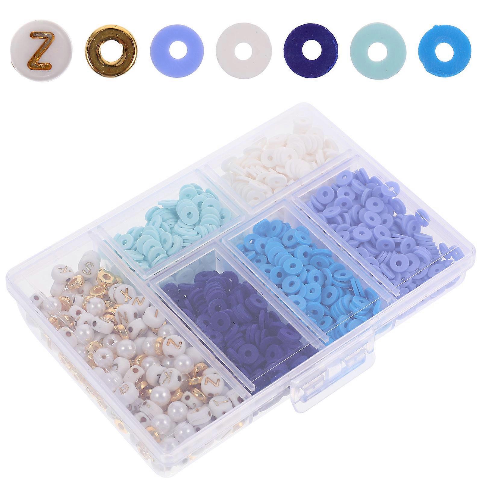 DIY Bracelet Making Kit with Blue Flat Clay Beads 3Sets Included