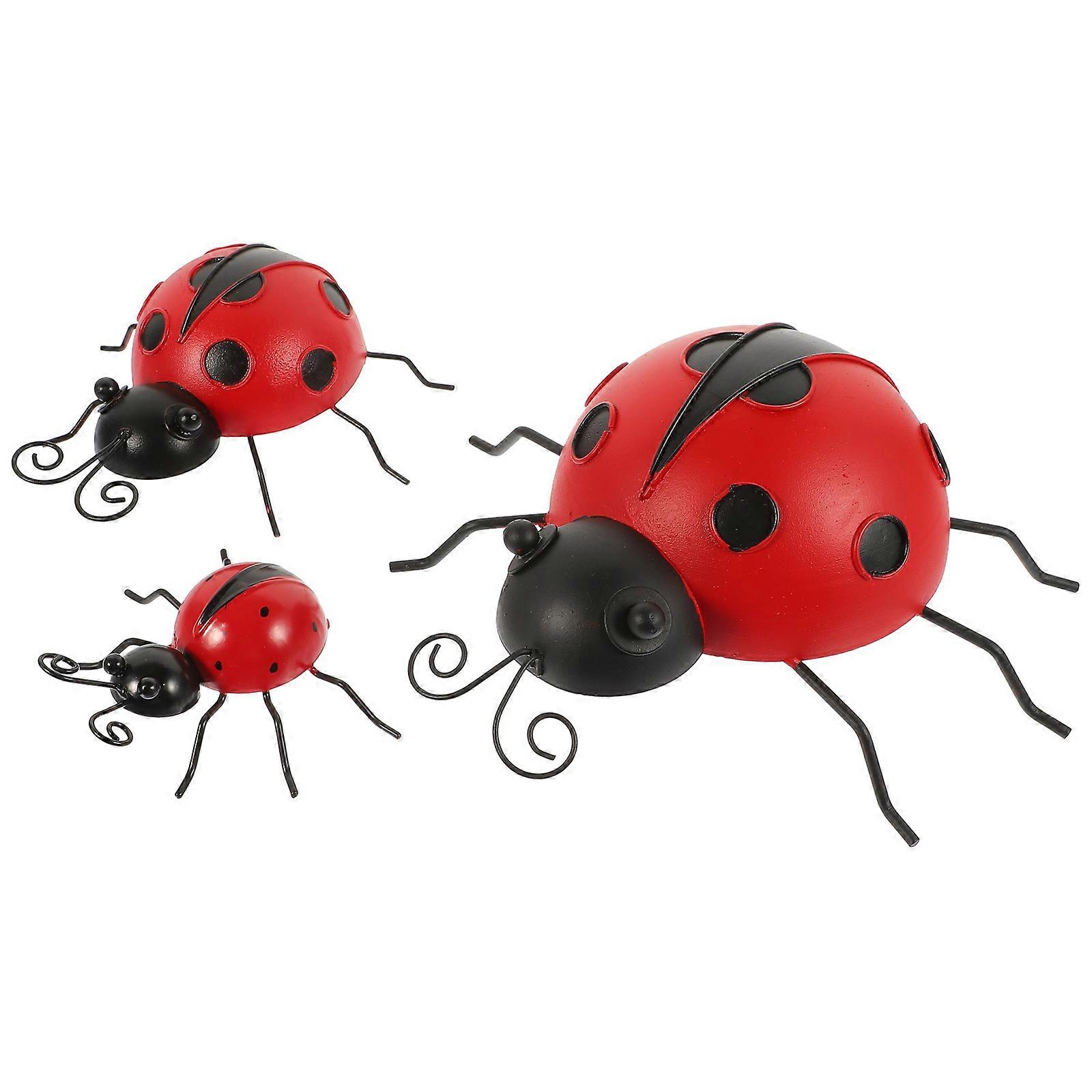 Simulation Ladybug Decors Iron Ladybug Decorations for Outdoor 6Pcs