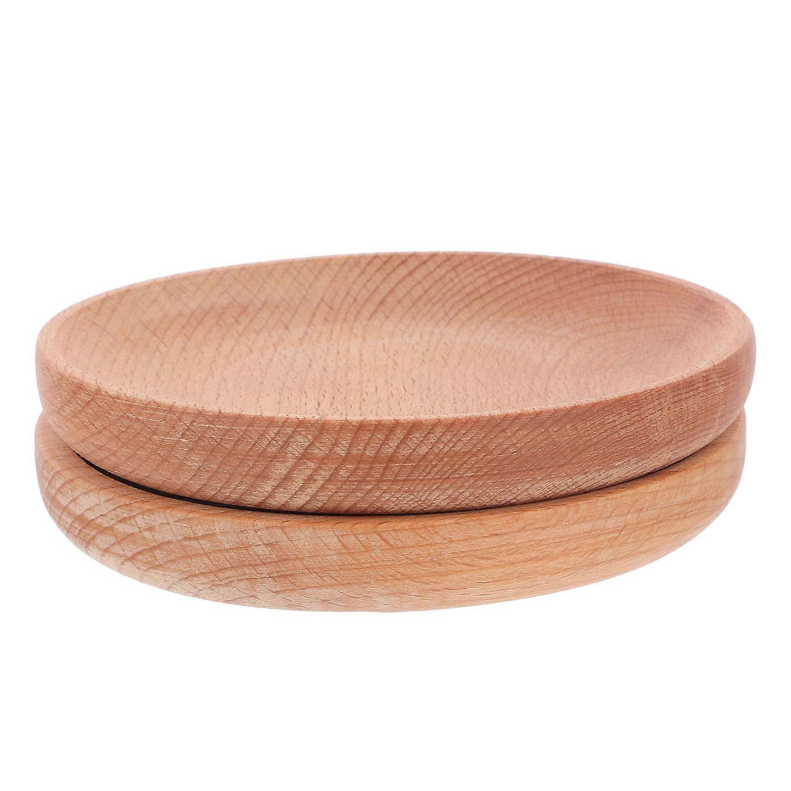 Wooden Appetizer Plates with Smooth Surface and Rustic Grain for Home Use 2Pcs Serving Platter