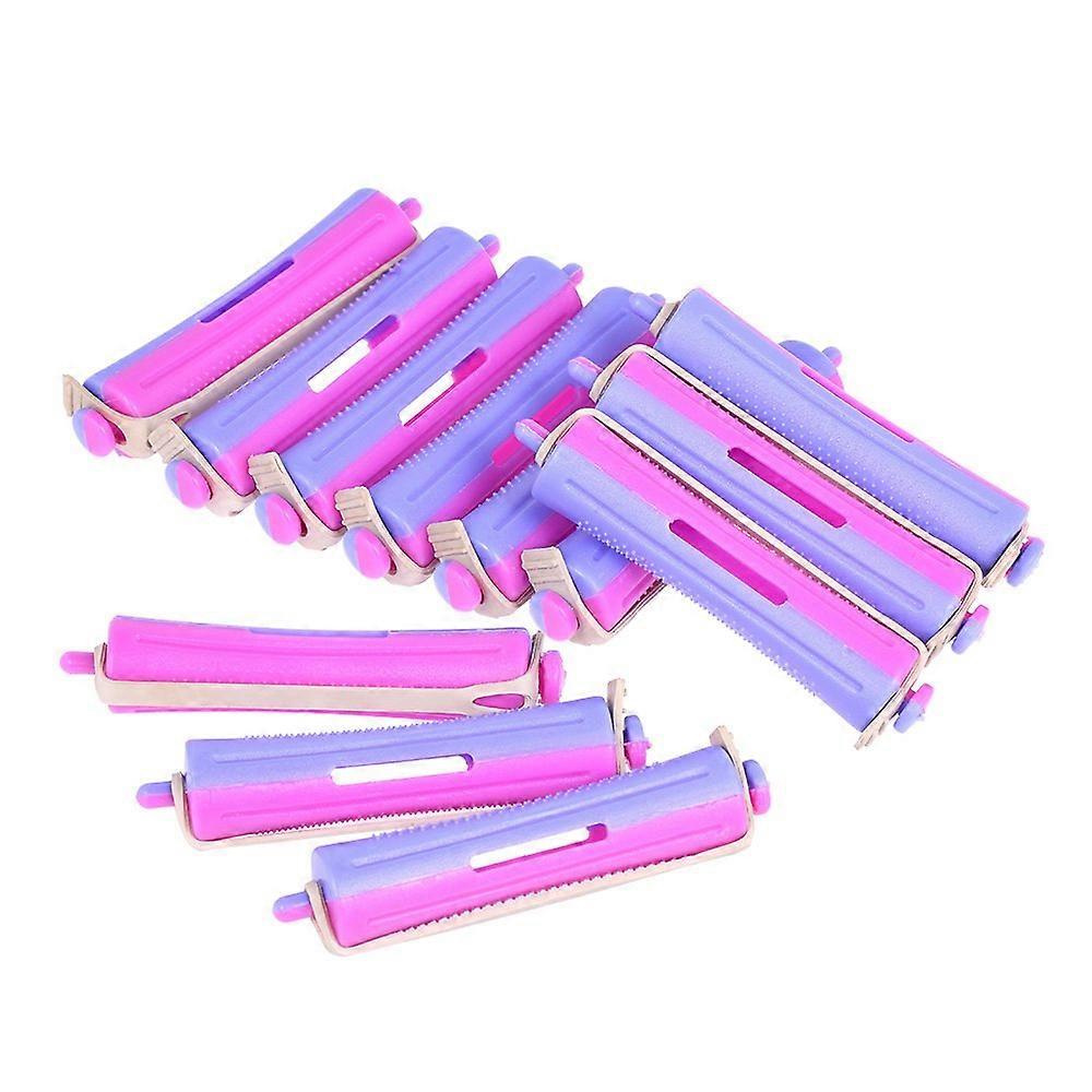 12pcs Hair Rollers Cold Wave Rods with Rubber Bands for NoHeat Overnight Styling Multiple Sizes