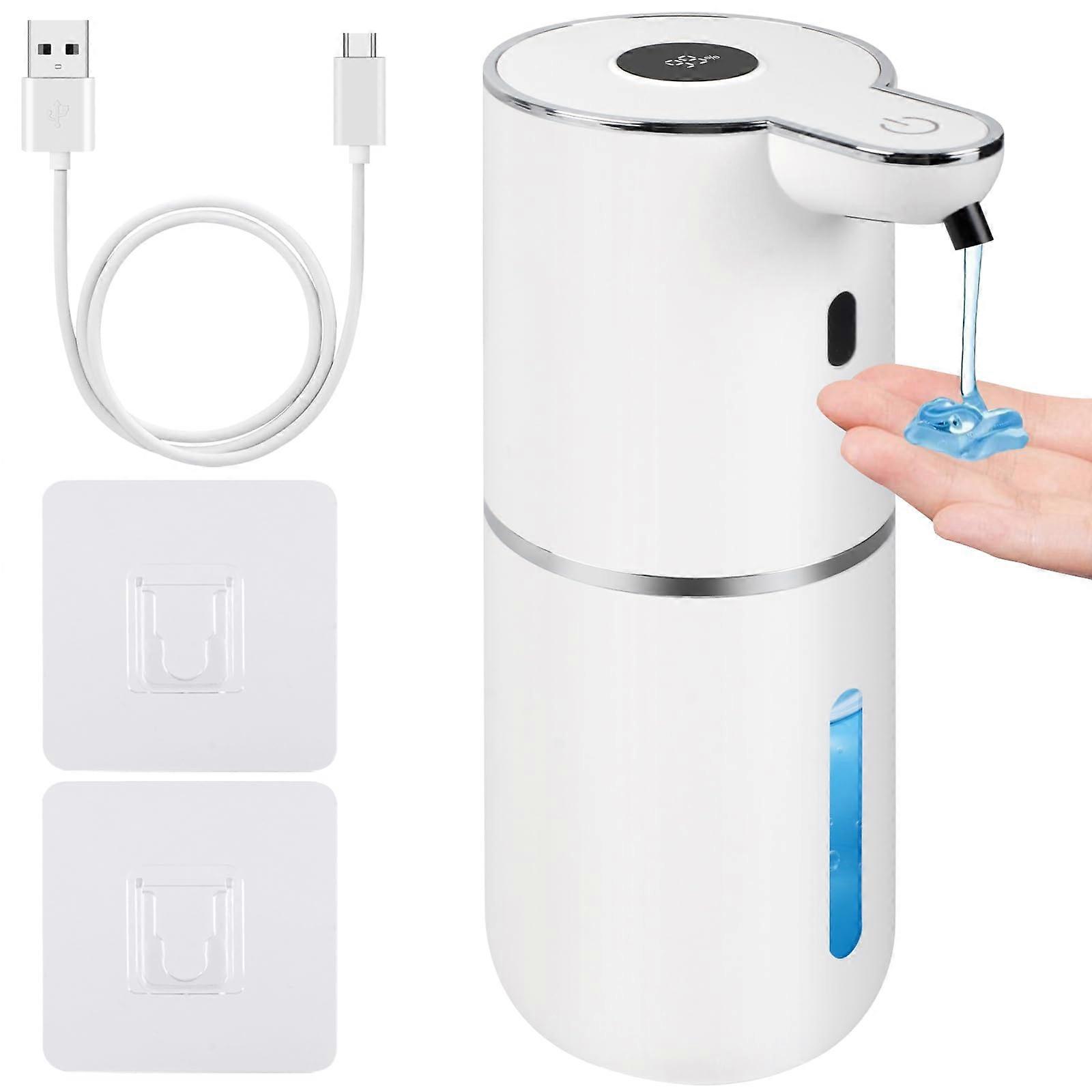 Automatic Touchless Soap Dispenser 12.8oz with Smart Sensor, 6Level Control, USBC Rechargeable, Wall Mounted for Bathroom and Kitchen White