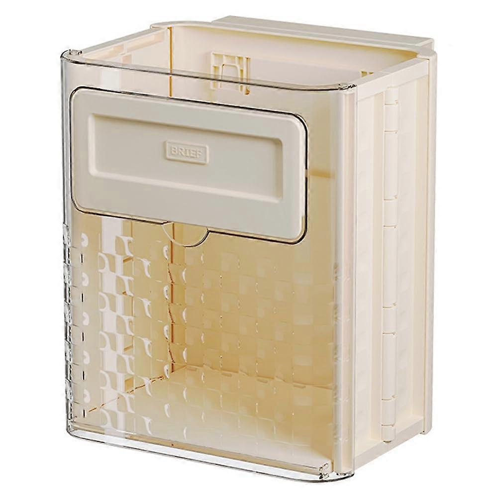 Kitchen Hanging Trash Can Foldable Wall Mounted Garbage Bin for Cabinet Door Milky White