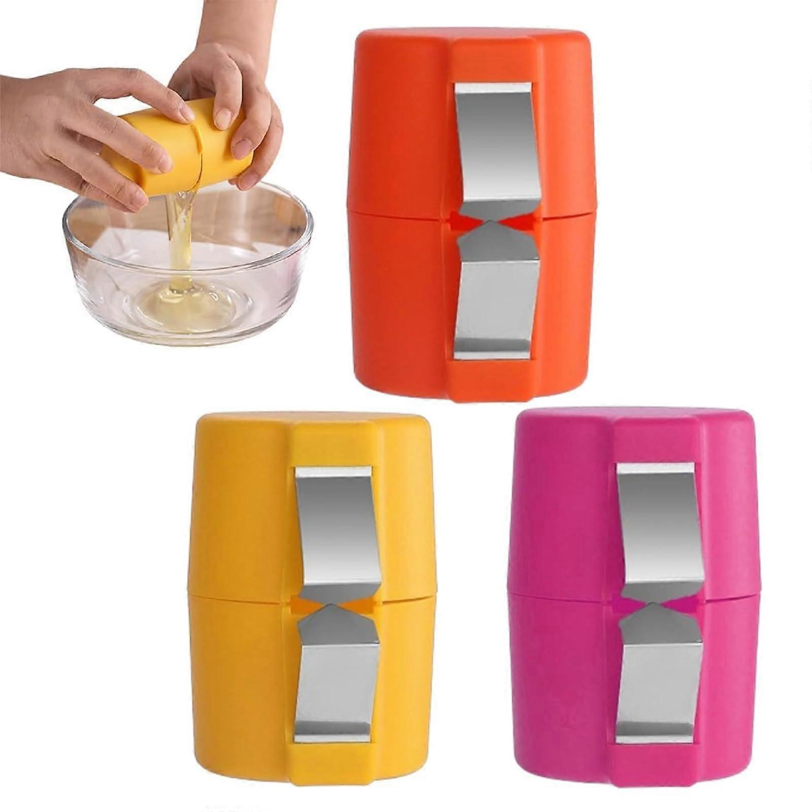 Egg Cracker and Shell Opener 3 Pack with OneClick Mess Removal for Boiled Eggs Baking