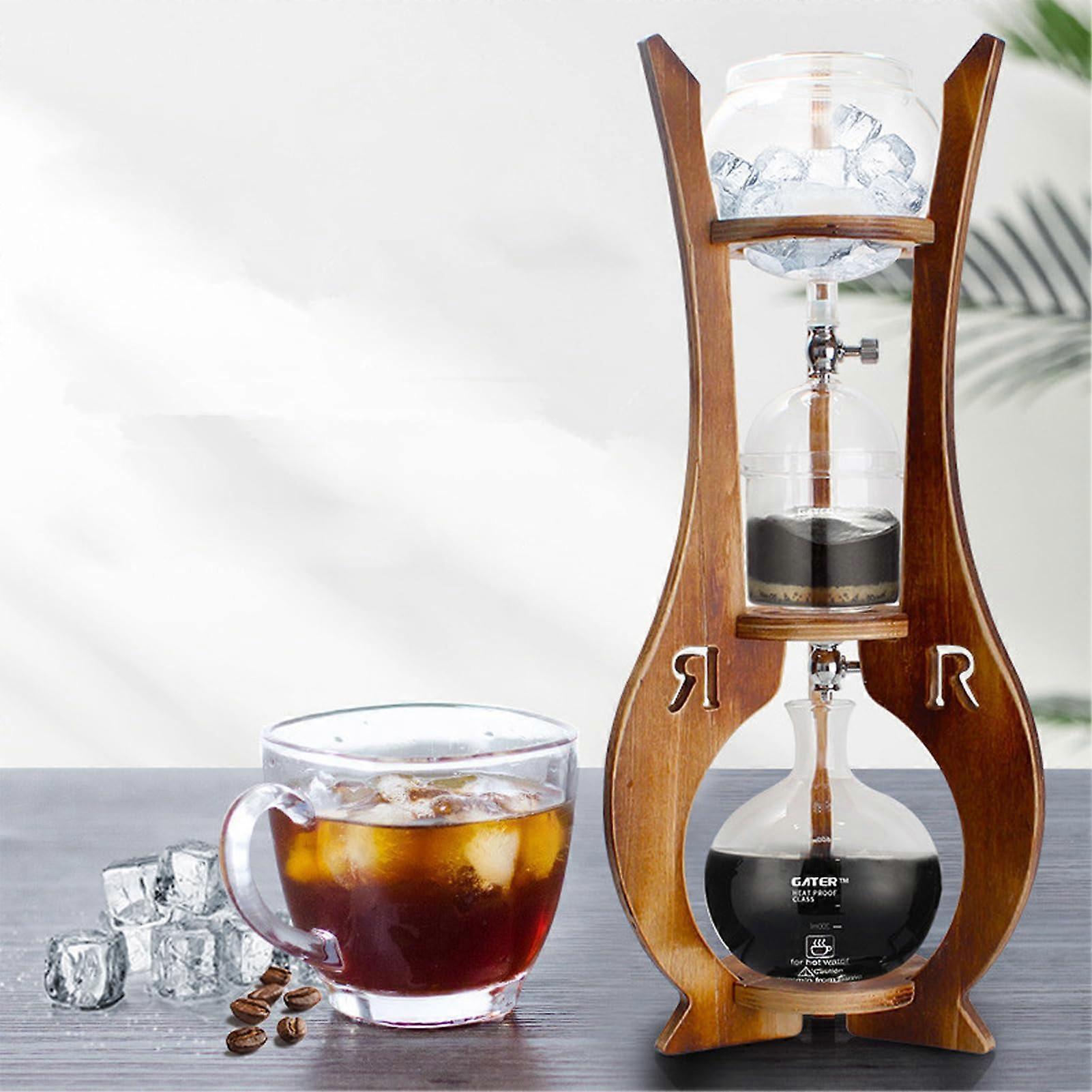 Cold Brew Coffee Maker 600ml with Wooden Stand, Slow Drip Technology and Adjustable Flow Control
