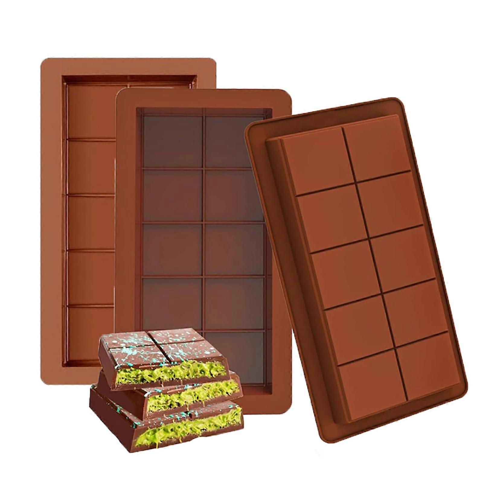 Silicone Chocolate Bar Mold Set 3PCS Deep Reusable Thick Design for DIY Candy Baking