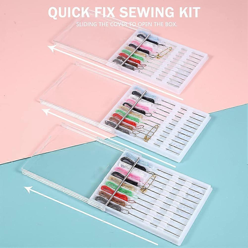 14 Boxes Mini Quick Fix Sewing Kit Easy Pre Threaded Needle Kit Basic Personal Sewing Kit Plastic Threaded Needle Holder