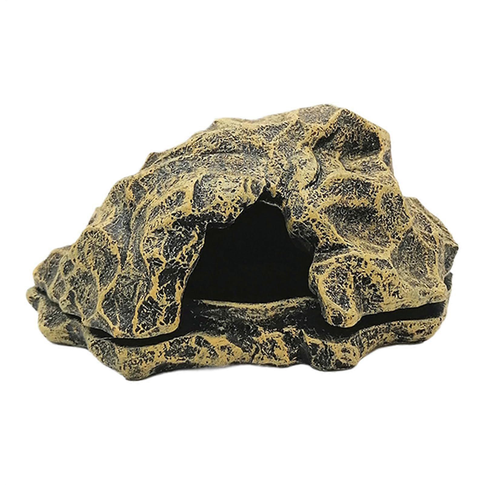 Reptile Hide with Realistic Volcano Design, Durable Resin Rock Cave Terrarium Decoration Bronze