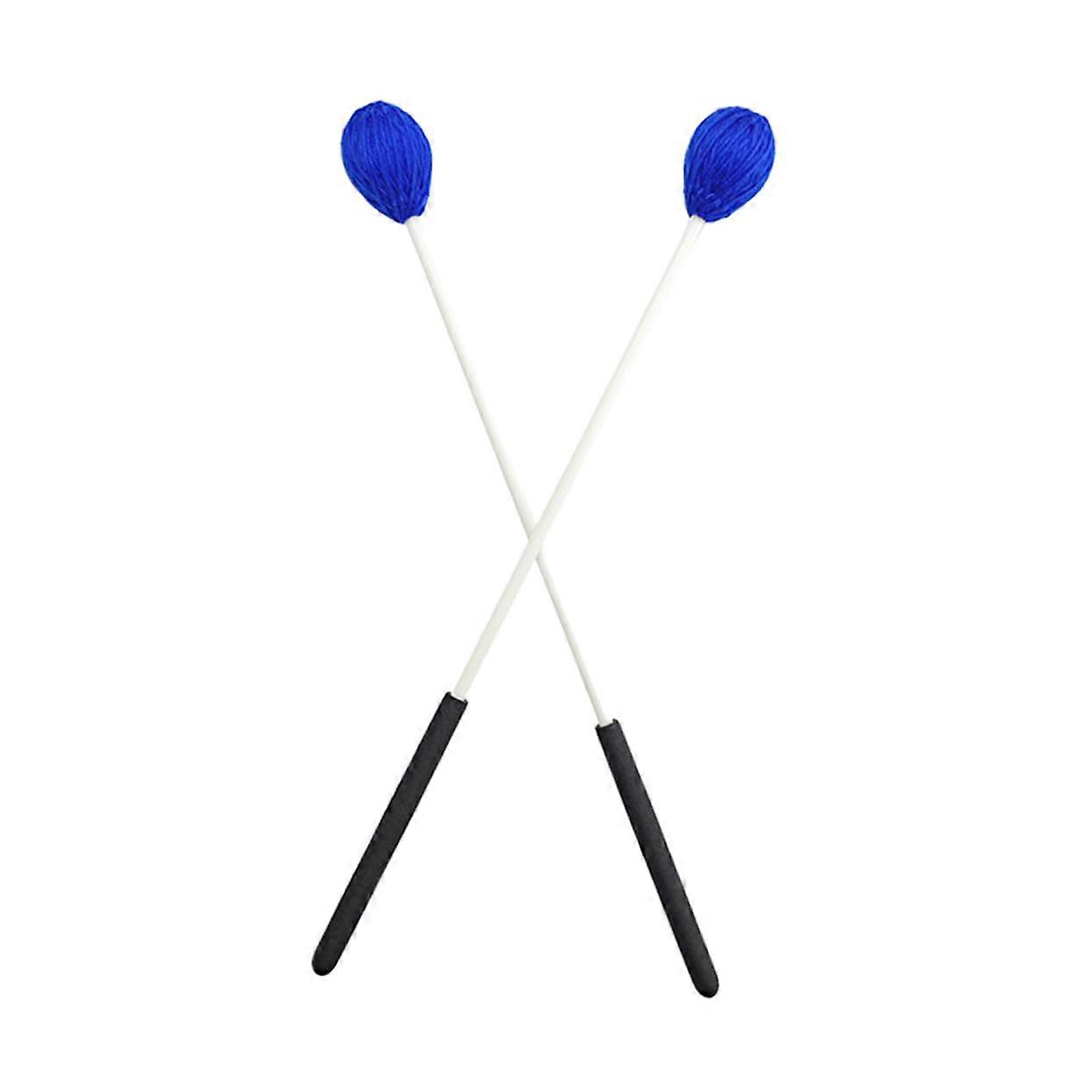 Blue Wool Head Drumsticks Long Handle Percussion Mallets for Warm Musical Tone and Rhythm Practice
