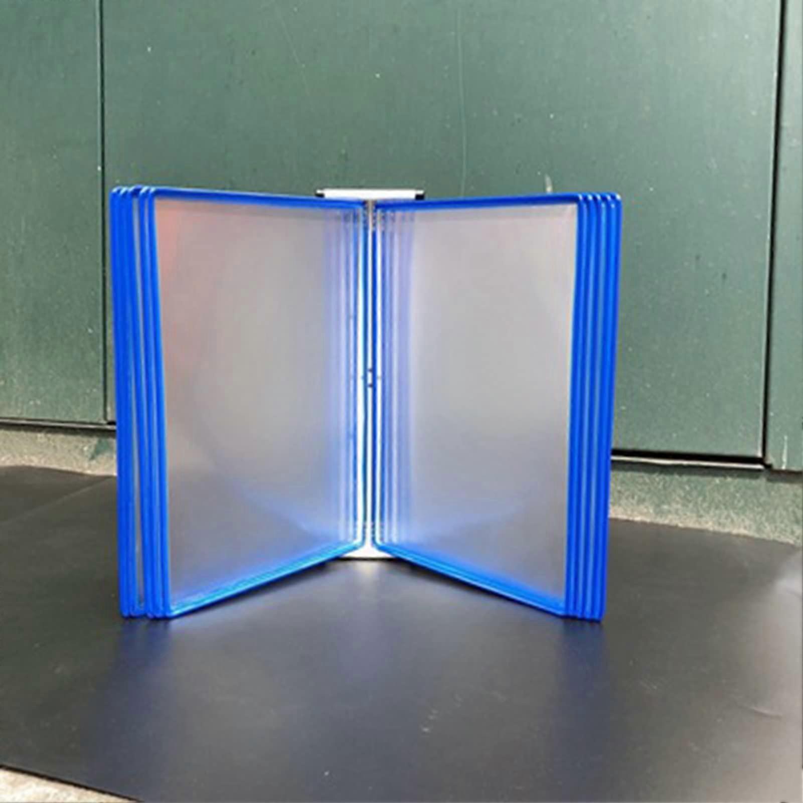 Blue Wall Mounted Catalog Display Rack with 10 DoubleSided Panels for Letter Size Organizer