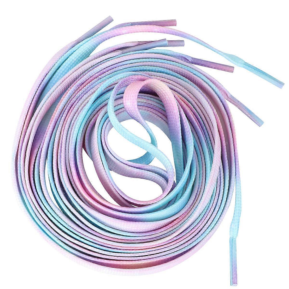 Tie Dye Gradient Shoelace Multi Purpose Athletic Use Shoes 140CM Flat Candy Color 2Pair