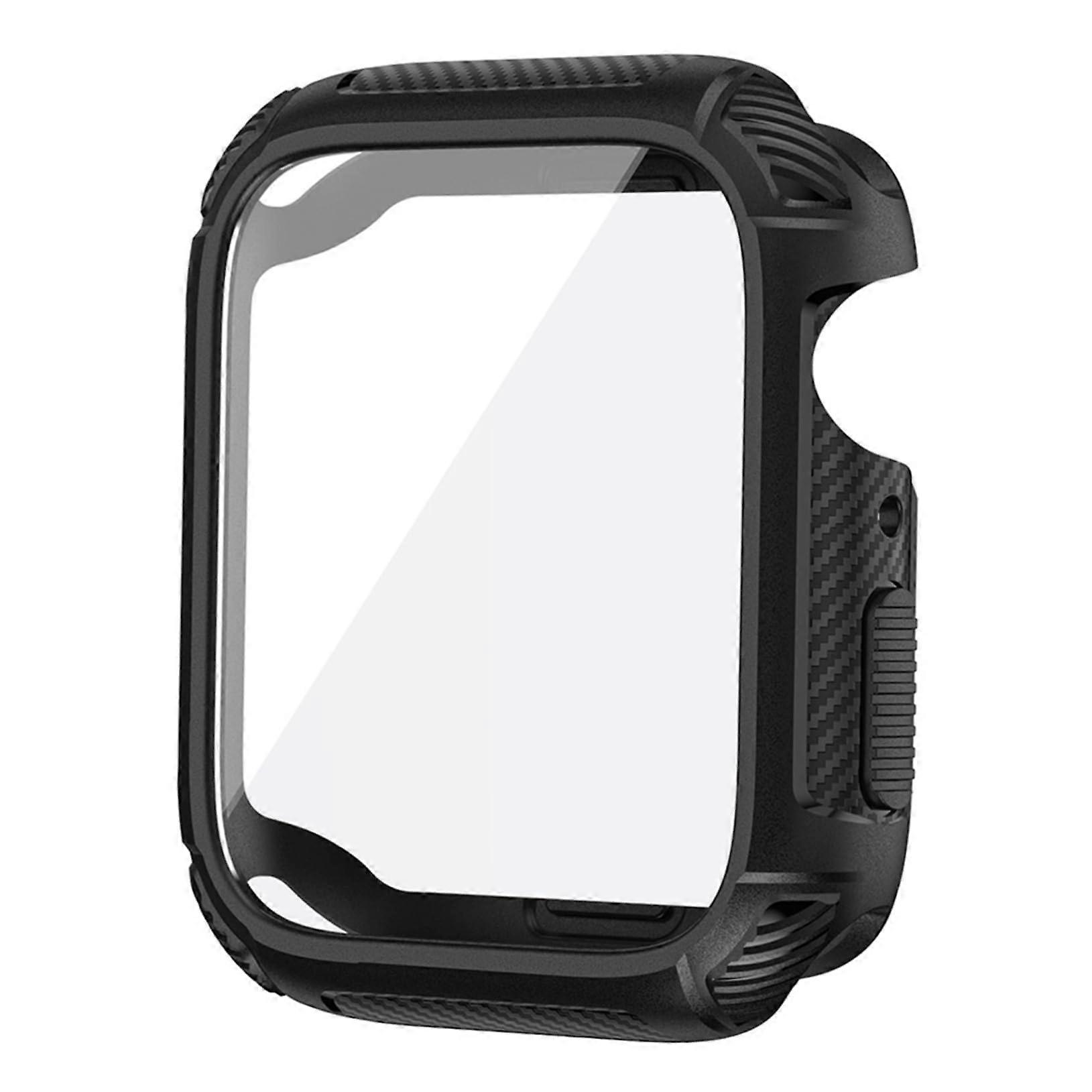Smartwatch Protective Case Black TPU with Tempered Glass Screen Protector Full Coverage AntiScratch