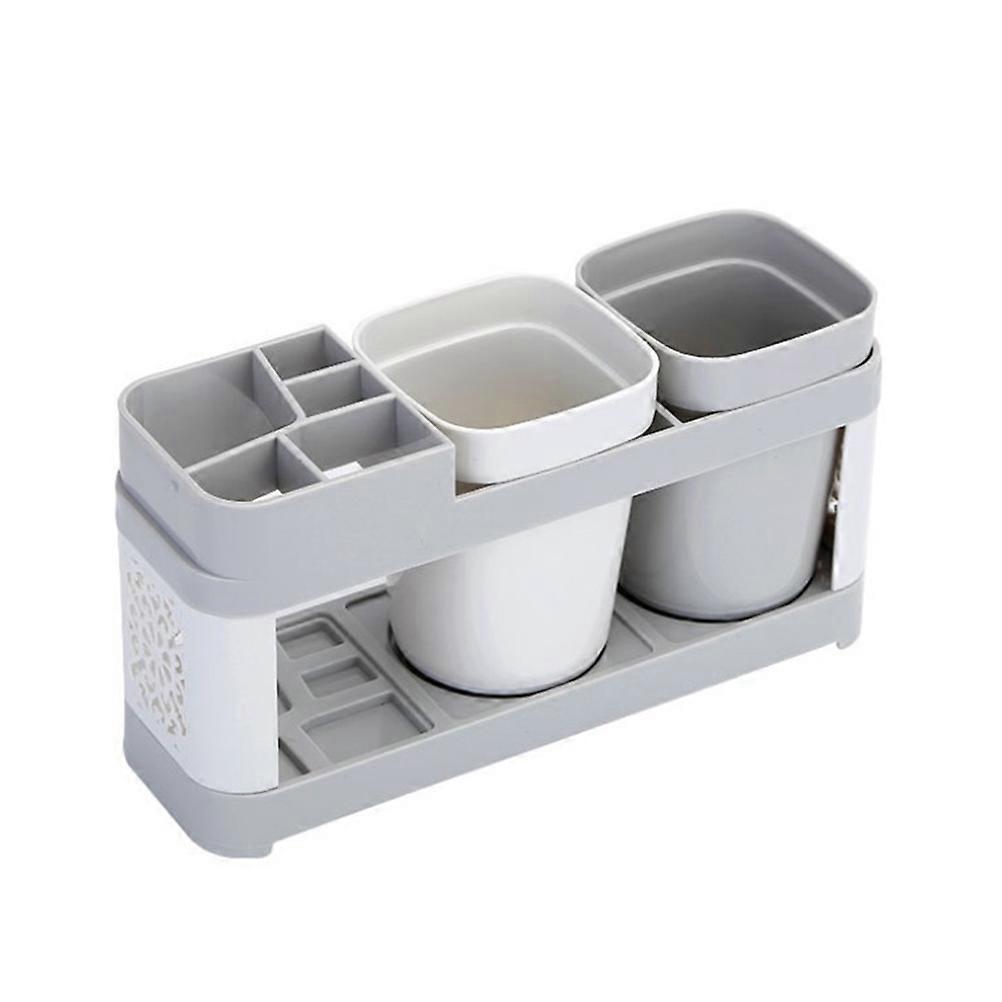 Toothbrush Holder Set for Couple with Multi-Function Double Cup 3Pcs